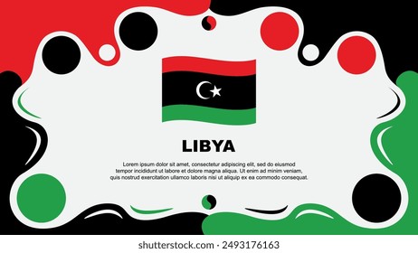 Libya Flag Abstract Background Flat Design Template. Libya Independence Day Banner Wallpaper Vector Illustration. Libya