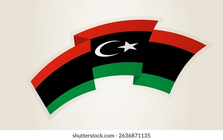 Libya Flag in Abstract Ribbon Shape, National Symbol of the Libya. This vector is ideal for use in national events, Independence Day, international sports competitions.