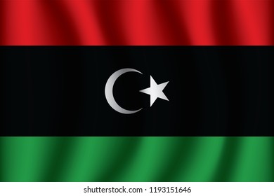 Libya flag background with cloth texture. Libya Flag  vector illustration eps10.