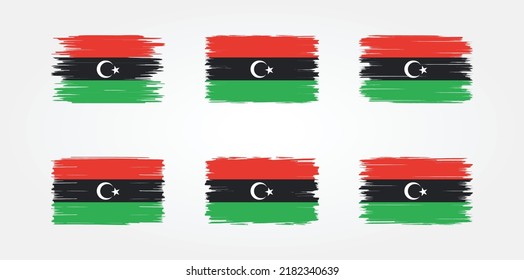 Libya Flag Brush Collection. National Flag