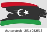 Libya flag brush paint texture. Grunge Libya flag. Libyan emblem brush concept