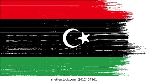 Libya flag with brush paint textured isolated  on png or transparent background vector illustration