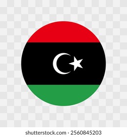 Libya flag - circle vector flag isolated on checkerboard transparent background