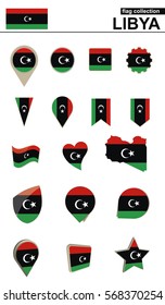 Libya Flag Collection. Big set for design. Vector Illustration.