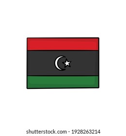 Libya flag in drawing style isolated vector. Hand drawn object illustration for your presentation, teaching materials or others.