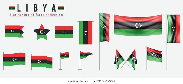 Libya flag, flat design of flags collection