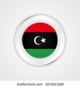 Libya flag in glossy vector icon.