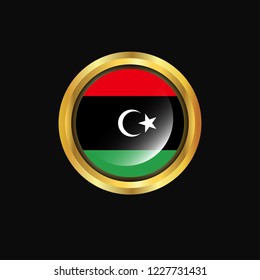 Libya flag Golden button