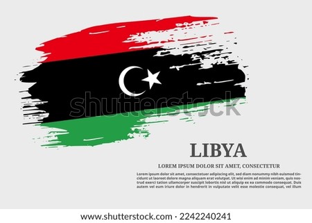 Libya flag grunge brush and text poster, vector Сток-фото © 