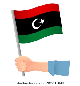 libya flag in hand. Patriotic background. National flag of libya vector illustration