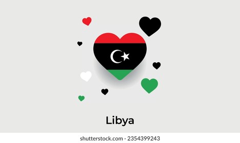 Libysche Flagge Herzform Land Symbol Vektorgrafik