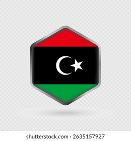 Icono de la bandera de Libia en forma de hexágono.