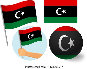 libya flag icon set. National flag of libya vector illustration