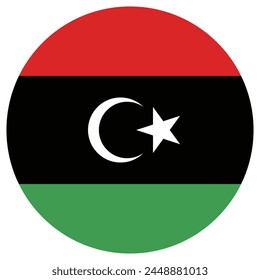 Libya flag. Flag icon. Standard color. Circle icon flag. Computer illustration. Digital illustration. Vector illustration.