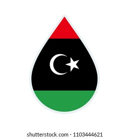 Libya flag icon. Water icon. Drop water. Libya badge. Flag drop.