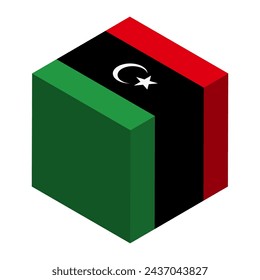 Bandera Libia - cubo 3D isométrico aislado sobre fondo blanco. Vector.