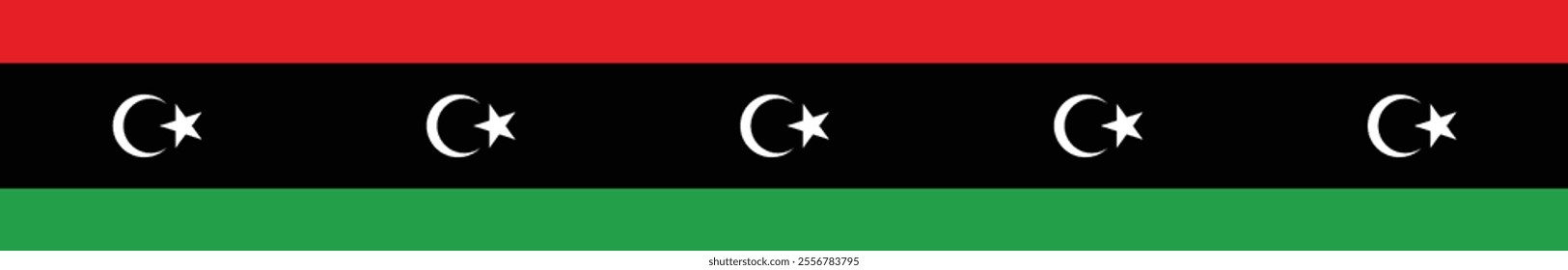 Libya flag long banner digital vector illustration