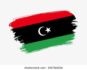 Libya flag made in textured brush stroke. Patriotic country flag on white background
