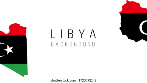 libya flag map background. The flag of the country in the form of borders. Stock vector illustration isolated on white background.