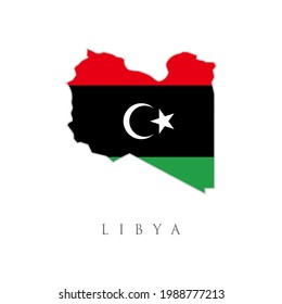 Libya flag map. The flag of the country in the form of borders. Stock vector illustration isolated on white background. Territory of Libya