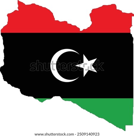 Libya Flag in Map, Libya Map with Flag, Country Map, Libya Map with Flag, Nation Flag Libya