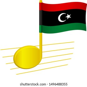 libya flag and musical note. Music background. National flag of libya and music festival concept vector illustration