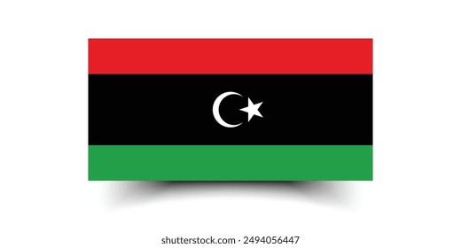 Libya flag. Flag of Libya. The official ratio. Flag icon. Standard color. Standard size. A rectangular flag. Computer illustration. Digital illustration. Vector illustration.