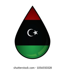 The Libya flag painted on 3D water drop