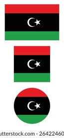 Libya flag PNG vector. Libya square and round icon isolated on transparent PNG background. Libya flag icon.