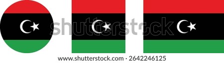 Libya flag PNG vector. Libya square and round icon isolated on transparent PNG background. Libya flag icon.