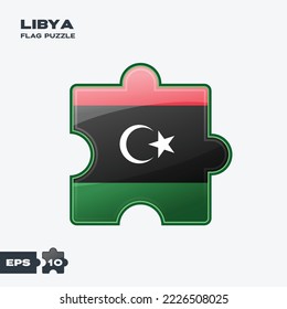 Piezas del rompecabezas de la bandera libia. ilustración vectorial aislada en fondo blanco