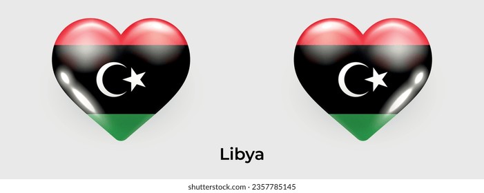 Libya flag realistic glas heart icon vector illustration