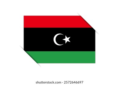 Libya flag - rectangle colorful flag representing a country cultural identity and heritage. The essence of national pride and unity. Attached by the corners in a paper album