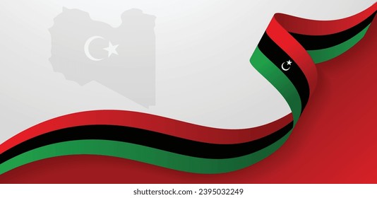 Libya flag ribbon abstract background vector illustration