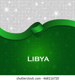 Libya flag ribbon shiny particle style. Vector Illustration