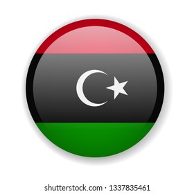 Libya flag round bright icon vector Illustration
