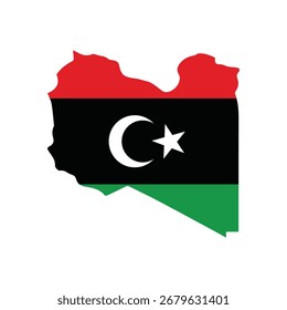 Libya Flag in Shape of Country