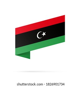 Libyen Flaggenstaatsymbol einzeln auf nationalem Hintergrund. Grußkarte Nationaler Unabhängigkeitstag des Staates Libyen. Illustrationsbanner mit realistischer Staatsflagge.