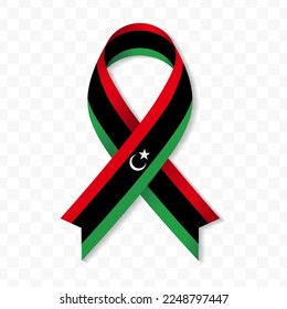 Libya flag stripe ribbon vector illustration on a transparent background vector image (PNG).