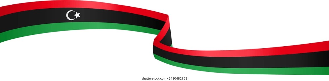 Libya flag wave isolated on png or transparent background vector illustration.