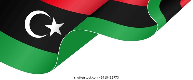 Libya flag wave isolated on png or transparent background vector illustration.
