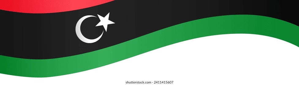Libya flag wave isolated on png or transparent background vector illustration.