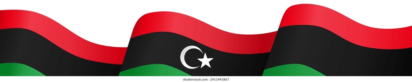Libya flag wave isolated on png or transparent background vector illustration.