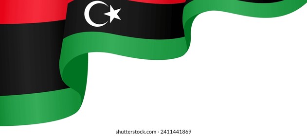 Libya flag wave isolated on png or transparent background vector illustration.