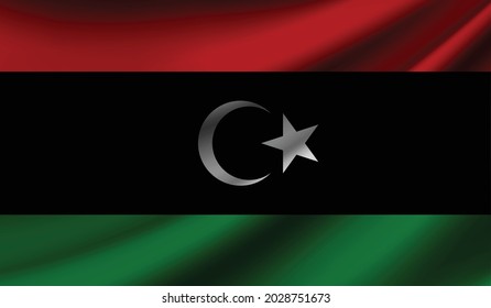 Libya flag waving. Background for patriotic and national design. Vector illustration
