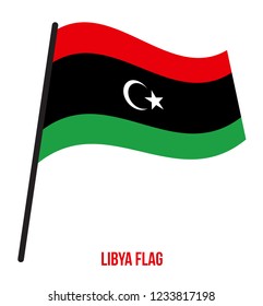 Libya Flag Waving Vector Illustration on White Background. Libya National Flag.
