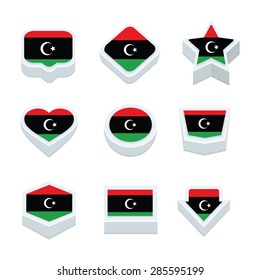 libya flags icons and button set nine styles