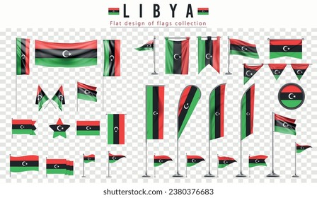 Libya flags set, flat design of flags Collection