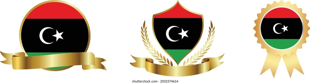 Libya flags. Symbols of countries map