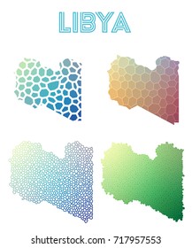 Libya geometric polygonal, mosaic style maps collection. Modern design for your infographics or presentation.
